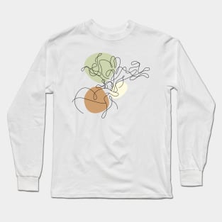 Flower Bouquet Shape Minimalist Line Art Drawing Long Sleeve T-Shirt